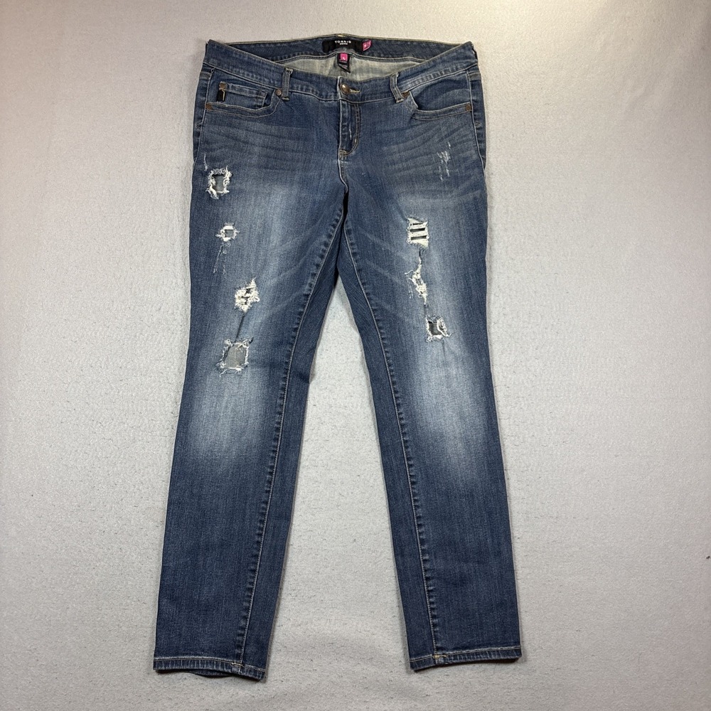 Torrid Women's Plus Size 18 Medium Wash Distressed Stretch Fit Blue Denim Jeans